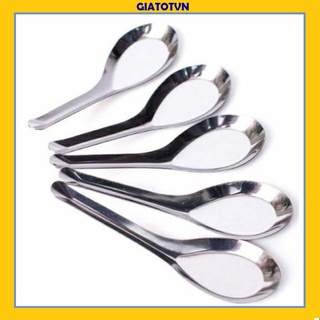 Combo 5 muỗng inox thìa phở muỗng ăn cơm loại dày cán dài thìa inox hoa sen