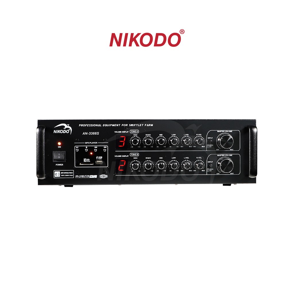 Amply Nikodo AN 3366S 4 kênh âm thanh riêng biệt, tải 560 loa ru, nhập khẩu chính hãng/Âm li nhà nuôi yến chuẩn Malaysia