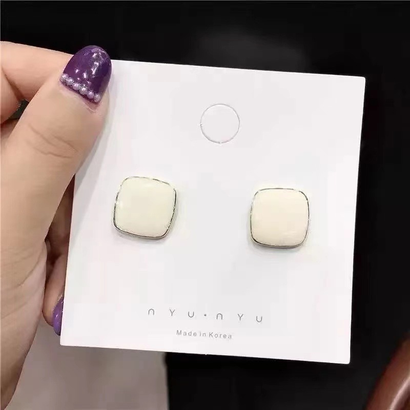 Khuyên tai bạc 925 hình vuông thời trang retro ngọt ngào trẻ trung