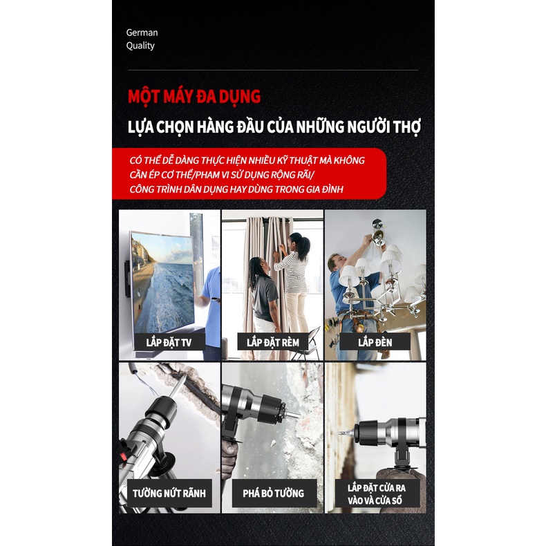 Máy khoan động lực - Máy khoan bê tông - Máy Khoan Cầm Tay Hai Chức Năng Motor Đồng 800W - SJ0150