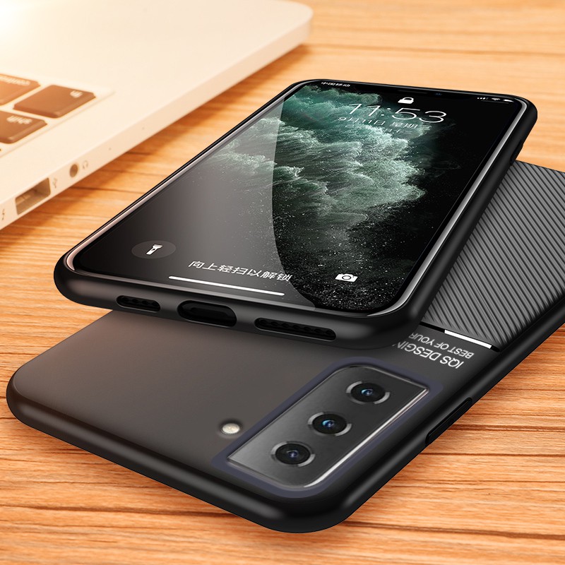 Ốp điện thoại nhựa TPU cứng bọc da mềm nhám từ tính chống sốc cho Samsung Galaxy S21 Plus Ultra 5G S 21 S21Plus S21