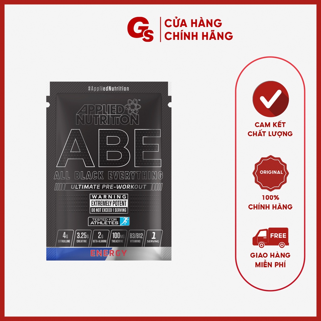 Gói hỗ trợ tăng sức mạnh Pre - Workout ABE, Sample ABE hỗ trợ tăng sức mạnh trước tập, hỗ trợ tập luyện