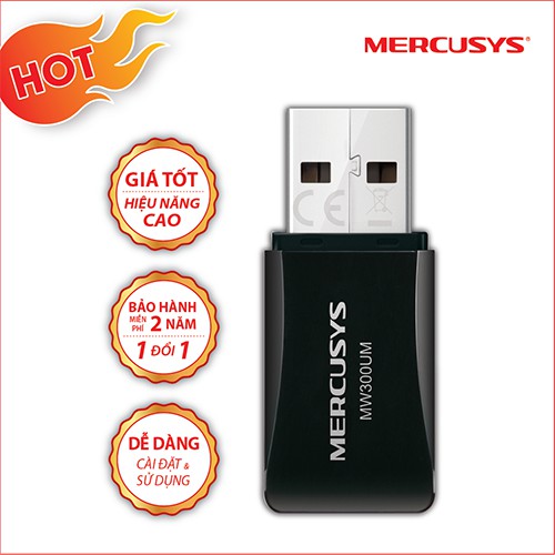 USB thu sóng Wifi tốc độ 300Mbps MERCUSYS MW300UM | BigBuy360 - bigbuy360.vn
