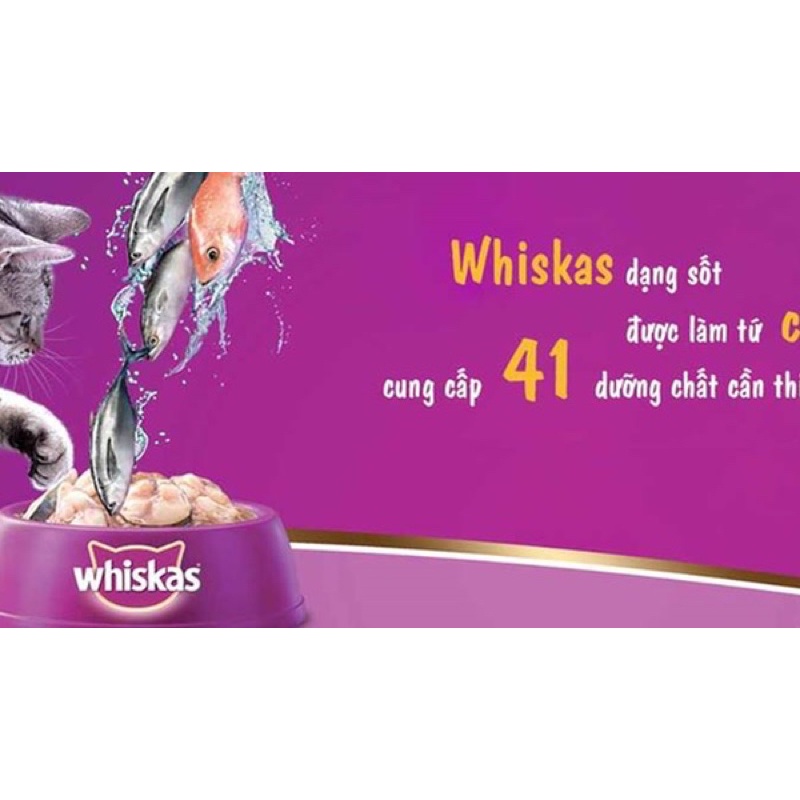 Pate mèo con, thức ăn dạng sốt cho mèo 2-12 tháng tuổi Whiskas 85g