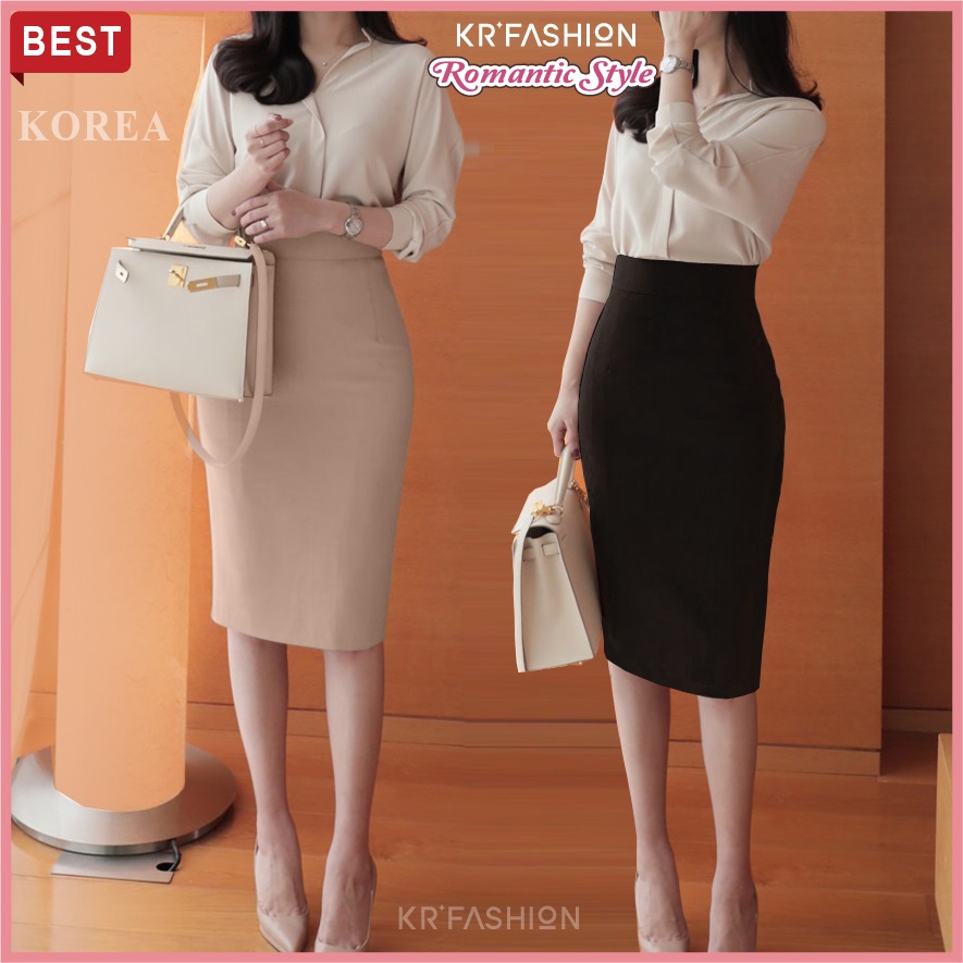 Chân váy dài công sở KRfashion SK2106 Hàn Quốc bút chì đẹp cạp cao 2 lớp, váy nữ dài ôm midi đen cao cấp dáng dài