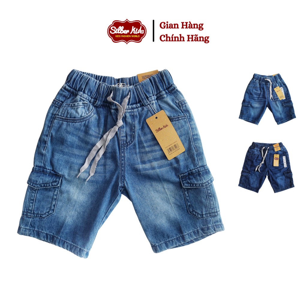 Quần Jeans Lửng Bé Trai 10-45kg Phối Túi Hộp Dây Rút SILBER KIDS thumbnail