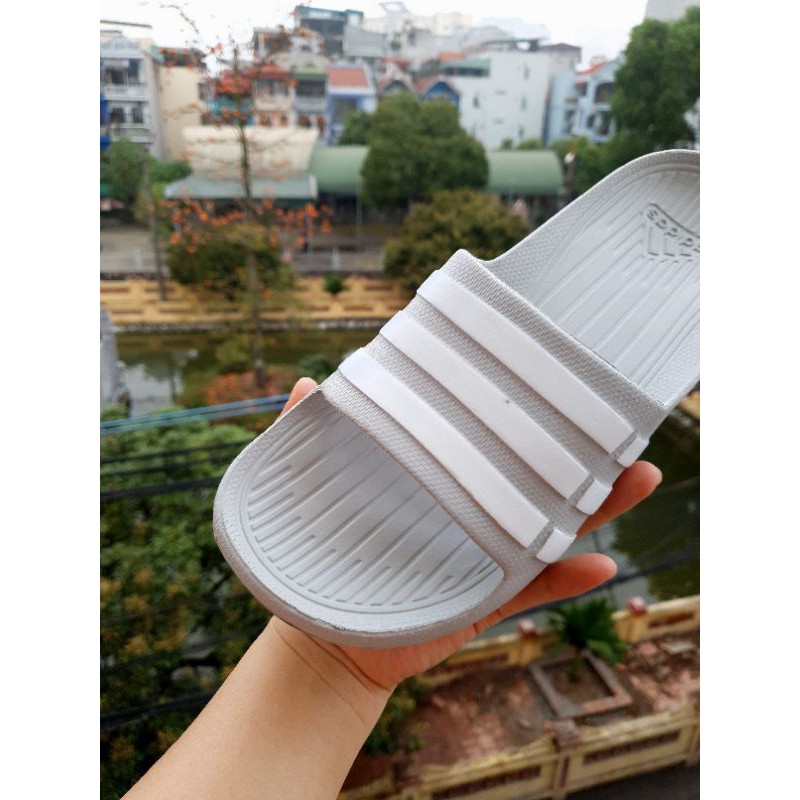 Dép nam đi trong nhà chất siêu nhẹ màu xám kẻ trắng[ cam kết giá rẻ nhất sàn