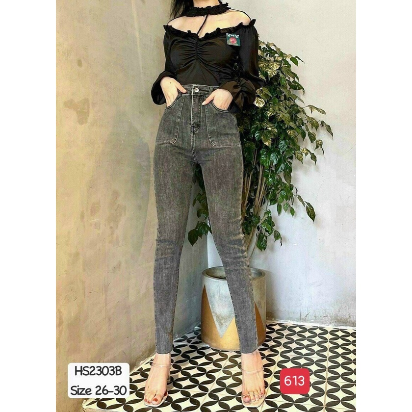 Quần Jean Nữ Lưng Cao, Quần Bò nữ Cạp Cao Co Giãn Ống Suông MuradFashion MS436