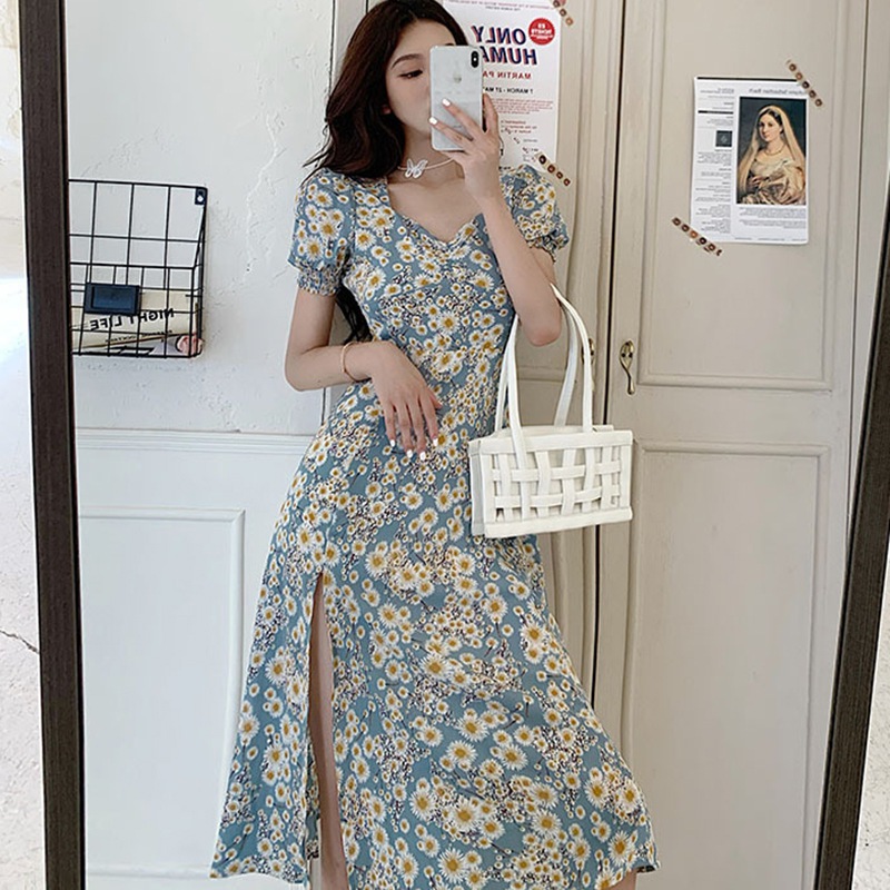 Đầm Hoa Tay Phồng Xinh Xắn Dành Cho Nữ