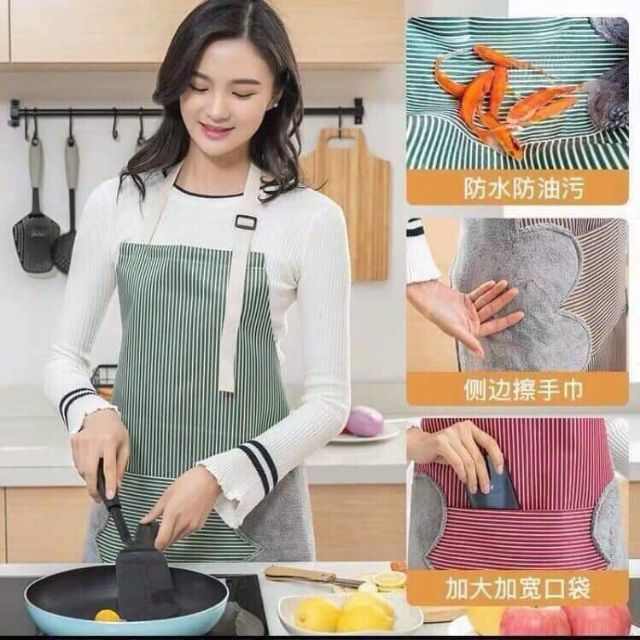 TẠP DỀ CHỐNG THẤM NƯỚC 2IN1 KIÊM LUÔN CẢ CHỖ LAU TAY TIỆN DỤNG