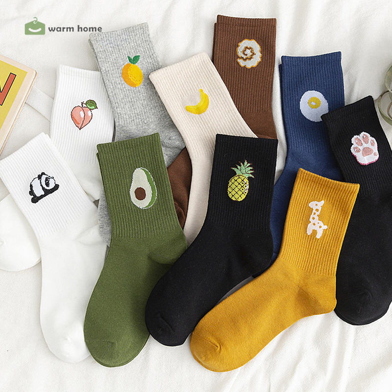 【YKN】Autumn Hyuna Fruit Pile Pile Socks Unisex Candy Color Cartoon Cotton Socks