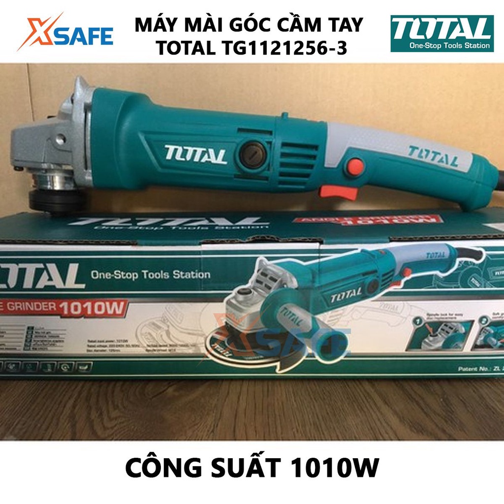 Máy mài góc cầm tay TOTAL TG1121256-3 1010W, nút điều chỉnh 6 tốc độ, đường kính đĩa mài 125mm, cốt M14 - chính hãng