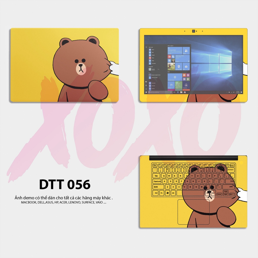 Bộ skin dán laptop mẫu Gấu Nâu / Có decal dán cho tất cả các hãng máy tính