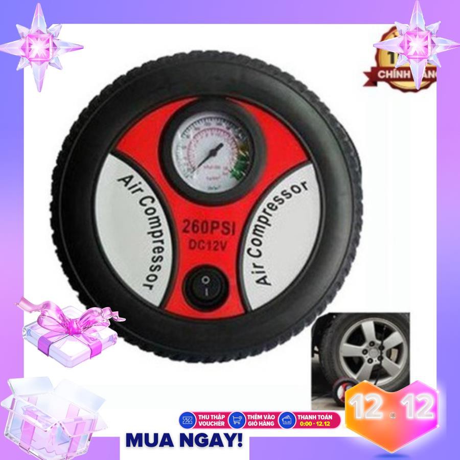 Máy bơm mini hình bánh xe dạng tròn chuyển dụng bơm lốp ô tô, xe máy, bóng hơi, bể bơi trẻ em