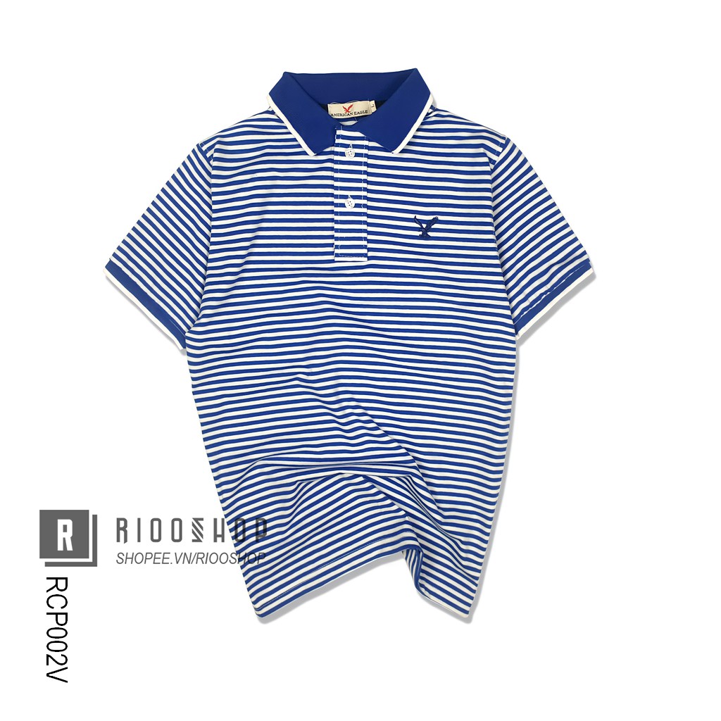 Áo phông nam có cổ sọc ngang kẻ nhỏ đẹp Eagle RCP002 - áo thun nam form rộng Riooshop | BigBuy360 - bigbuy360.vn