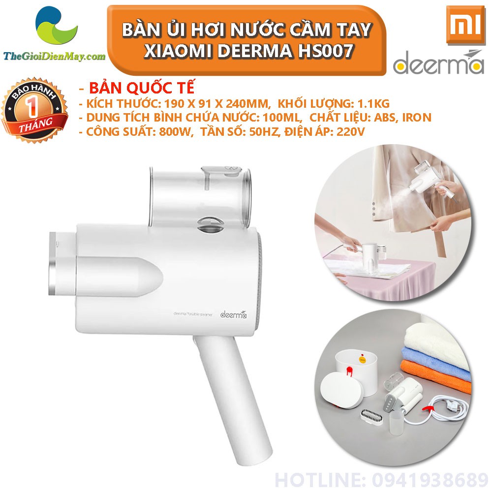 [Bản quốc tế] Bàn ủi hơi nước cầm tay Xiaomi Deerma DEM HS007 - Bảo hành 1 tháng - Shop Thế Giới Điện Máy