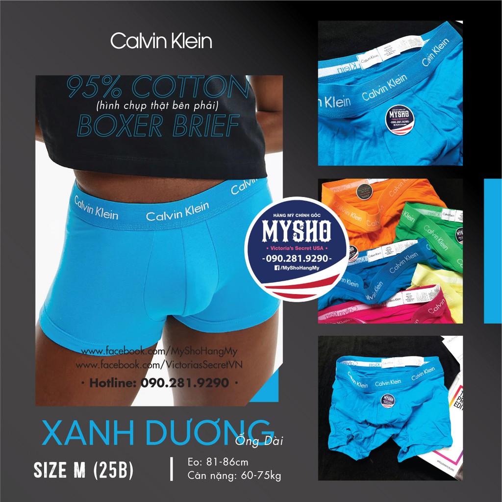 Quần lót CK Nam (25) Màu Xanh Dương và 95% Cotton , Kiểu quần Boxer Brief (Quần Ống Dài)