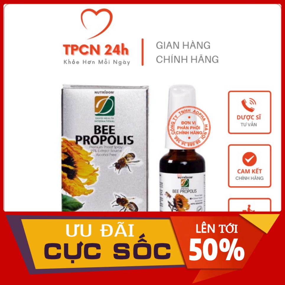ĐẠI HẠ GIÁ Bee Propolis - Keo ong xịt NutriDom hỗ trợ giảm ho hiệu quả ĐẠI HẠ GIÁ