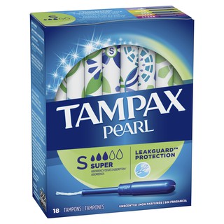 Băng vệ sinh dạng tampon Tampax Pearl Super Absorbency Plastic Tampons, Unscented, 18 cái