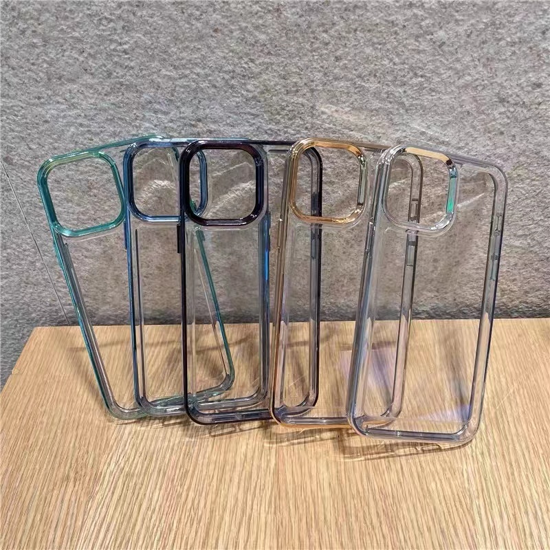 Ốp Điện Thoại Cứng Trong Suốt Mạ Điện Sang Trọng Chống Rơi Cho iPhone 12 13 pro max 11 promax X XS XR