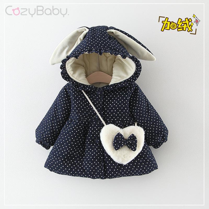 Áo Khoác Cotton Dày Dặn Có Mũ Trùm Xinh Xắn Theo Phong Cách Mùa Đông Dành Cho Bé Gái