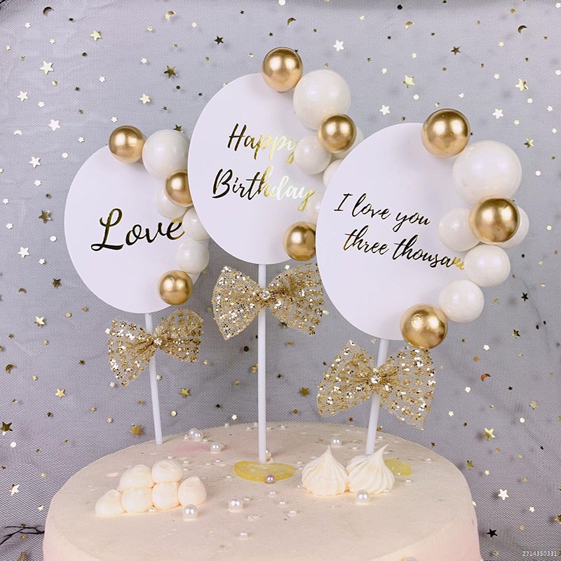 Phụ Kiện Trang Trí Bánh Kem Chữ I Love You Dễ Thương