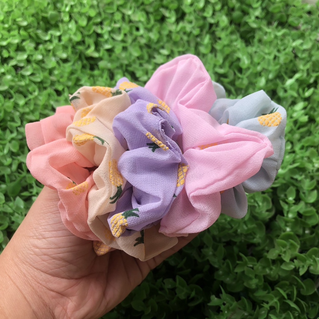 Cột (buộc) tóc scrunchies voan cát hình trái thơm xinh xắn M64
