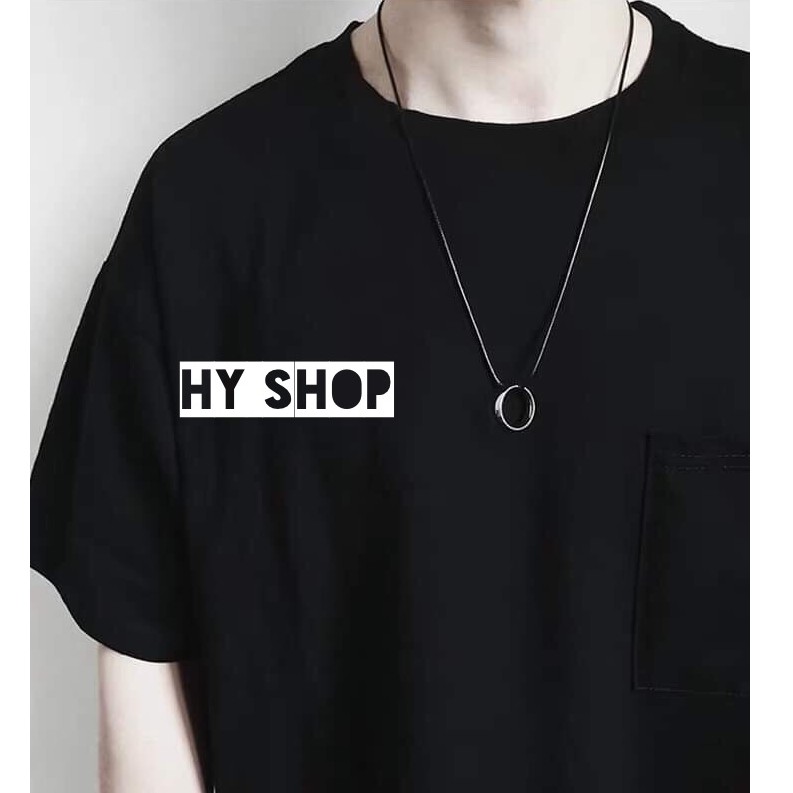 Dây chuyền phối nhẫn trơn cá tính - vòng cổ dây da nam nữ siêu bền không gỉ unisex BTS