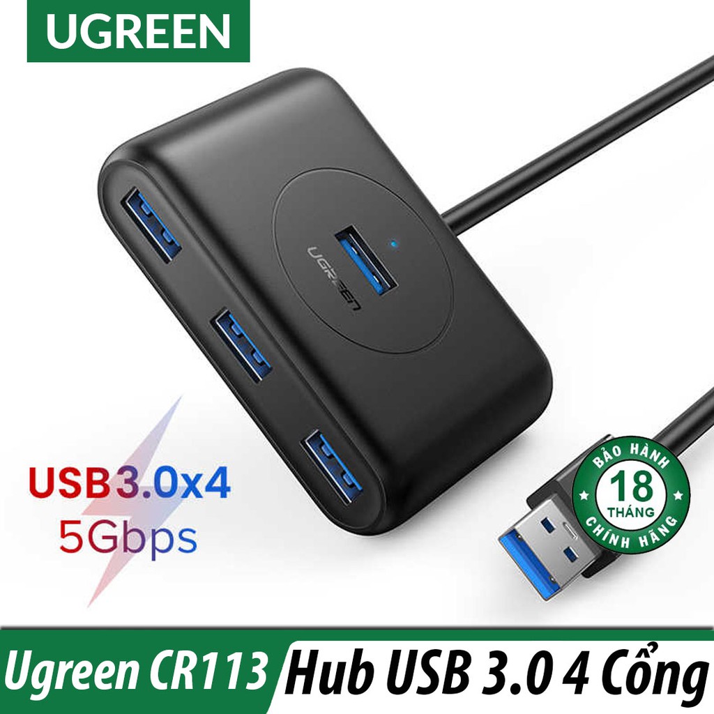 Bộ Chia USB 3.0 ra 4 cổng Hỗ trợ OTG Type C UGREEN CR113 Chính Hãng