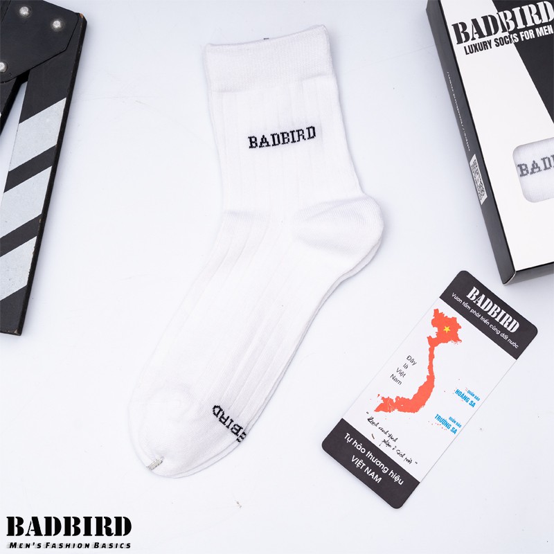 Tất Nam Sợi Tre Cao Cấp BADBIRD, kháng khuẩn, ngăn mùi hôi chân, cổ trung freesize, Thương hiệu Việt
