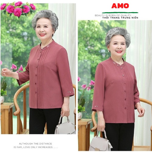 Áo sơ mi cho người trung niên, người già, đũi trơn