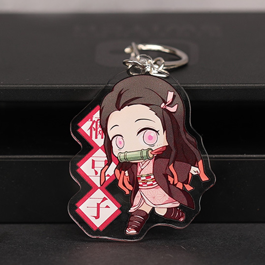 Móc Khóa Hình Demon Slayer Tanjiro Nezuko Bằng Thép Không Gỉ Bề Mặt Mịn Cho Nữ