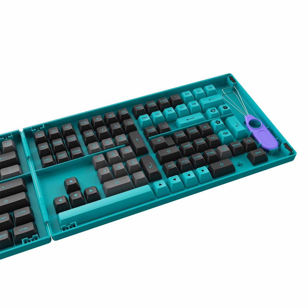 Keycap AKKO Set Black & Cyan PBT Double-Shot ASA Profile 197 nút