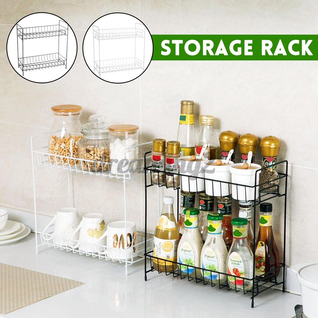 Giá Lưu Trữ Thiết Kế 2 Tầng Dùng Để Đựng Gia Vị Tiện Lợi Tiết Kiệm Không Gian Cho Nhà Bếp