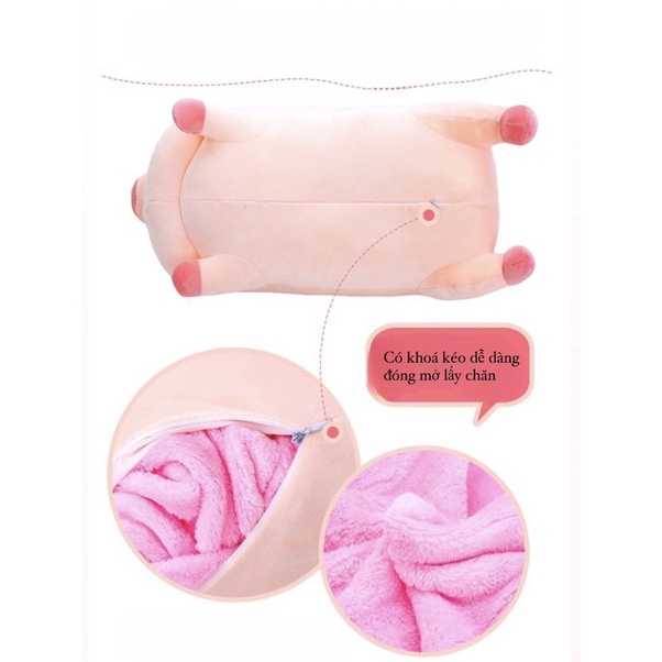 Bộ chăn gối văn phòng hình thú bông IGUN BEDDING chăn kèm gối