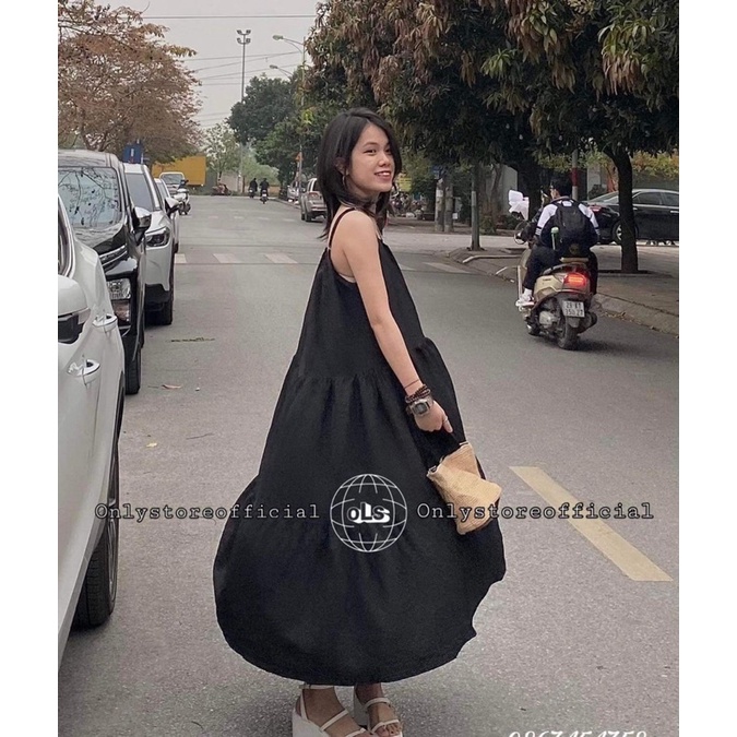 Váy maxi hai dây đen TC12