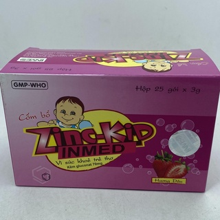 [CHÍNH HÃNG] CỐM BỔ ZINC-KID INMED HƯƠNG DÂU -  HỘP 25 GÓI
