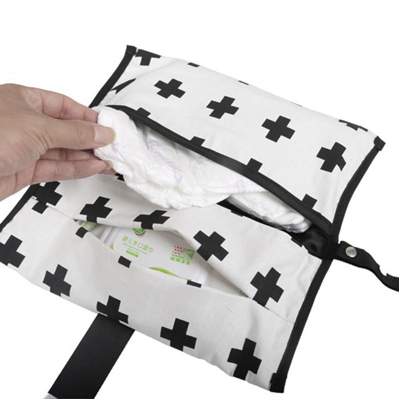 Túi Đựng Tã Lót Em Bé Họa Tiết Kẻ Sọc Chống Thấm Nước 30x30CM