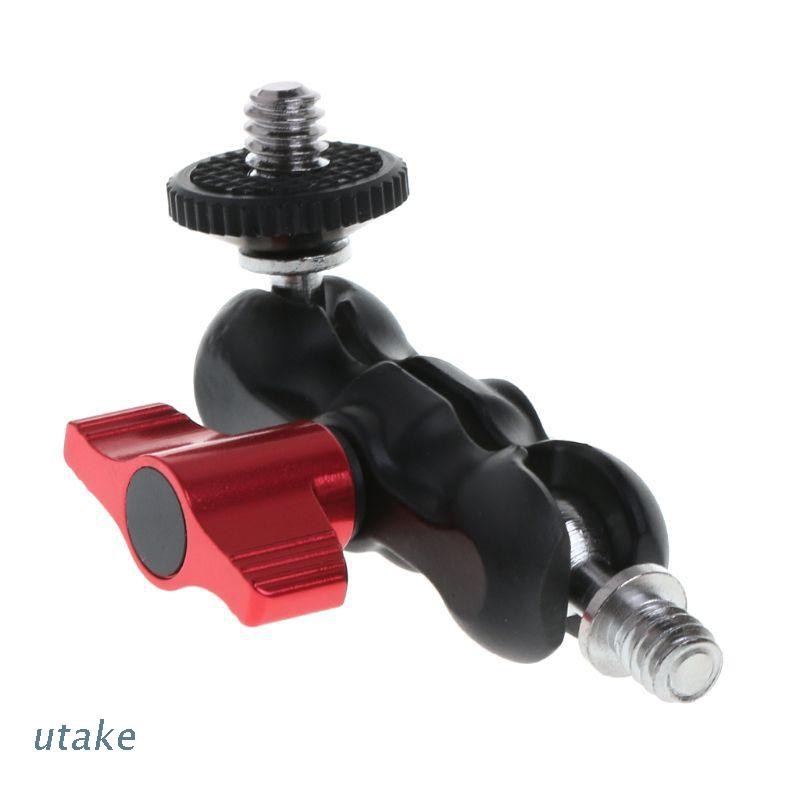 Utake Double Ball Head Shoe Mount Adapter Magic Arm 1/4&quot; Screw Portable GPS Phone LCD Monitor DV Video Light DSLR Camera