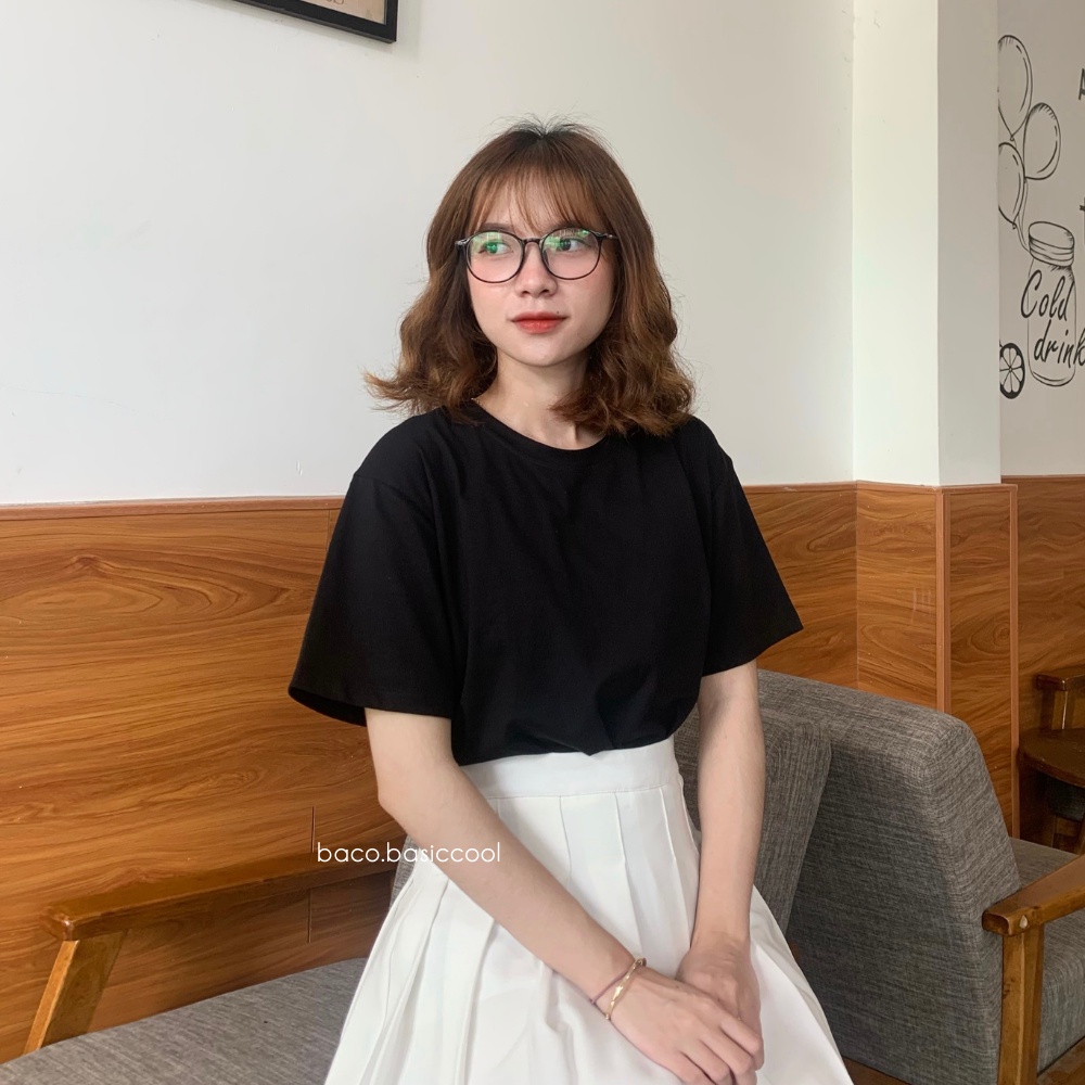 Áo phông nữ trơn form vừa, thun nữ dày dặn chất cotton 4 chiều cao cấp đẹp co giãn