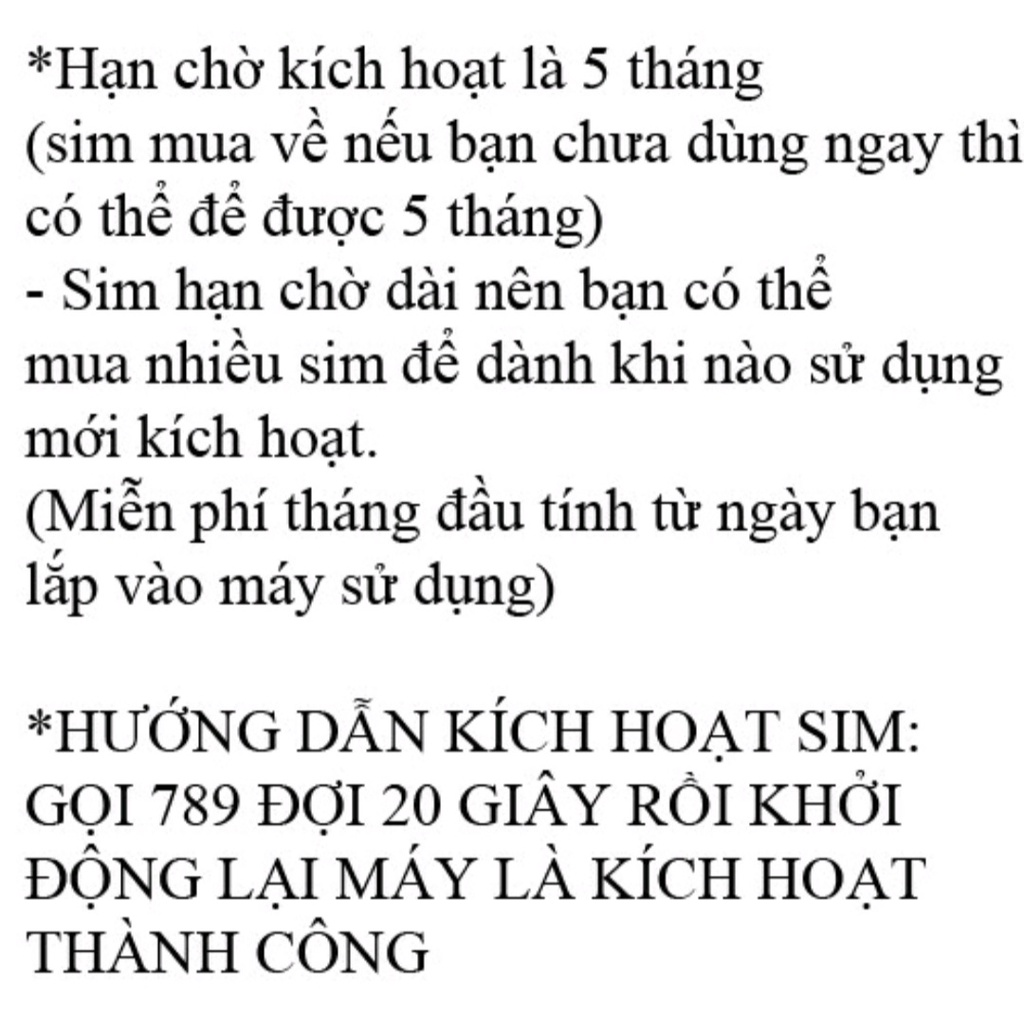 Sim 4G, sim VIETNAMOBILE 180GB/ tháng, miễn phí tháng đầu, nghe gọi nội mạng miễn phí, sim siêu rẻ gia hạn 40k