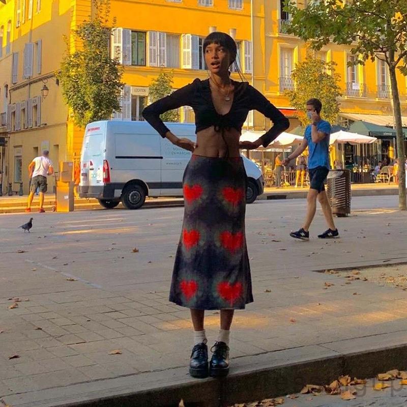 Chân Váy In Họa Tiết Trái Tim Sành Điệu Dành Cho Nữ