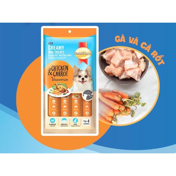 Súp Thưởng SmartHeart Creamy Cho Chó Mọi Lứa Tuổi - Kem thưởng Cho Chó tinh chất traí cây, rau củ thơm ngon hấp dẫn