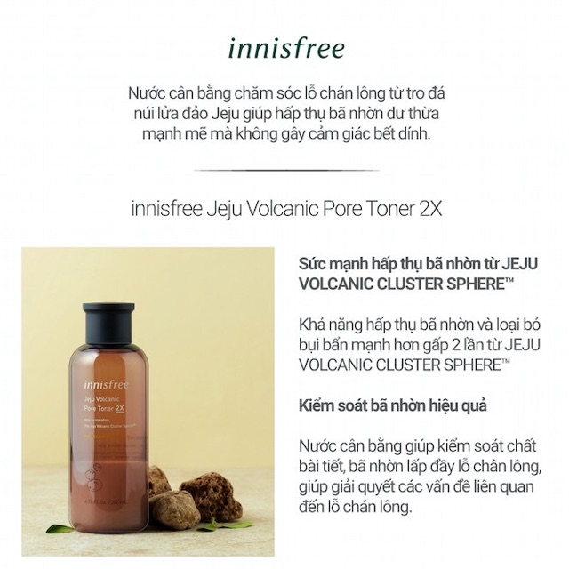 Nước hoa hồng tro núi lửa Innisfree Jeju Volcanic Pore 2X