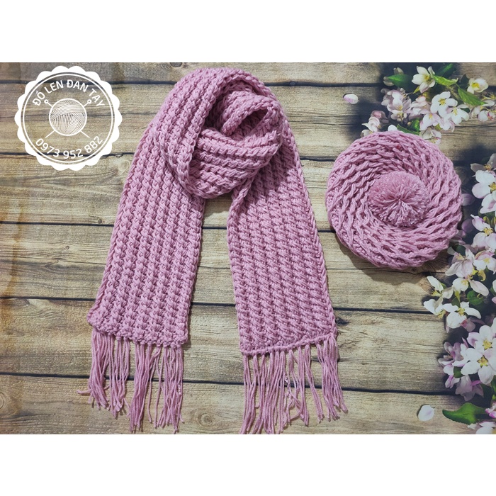 Khăn len đan tay vặn thừng 2 mặt giống nhau - Quà tặng handmade phù hợp cho cả nam và nữ
