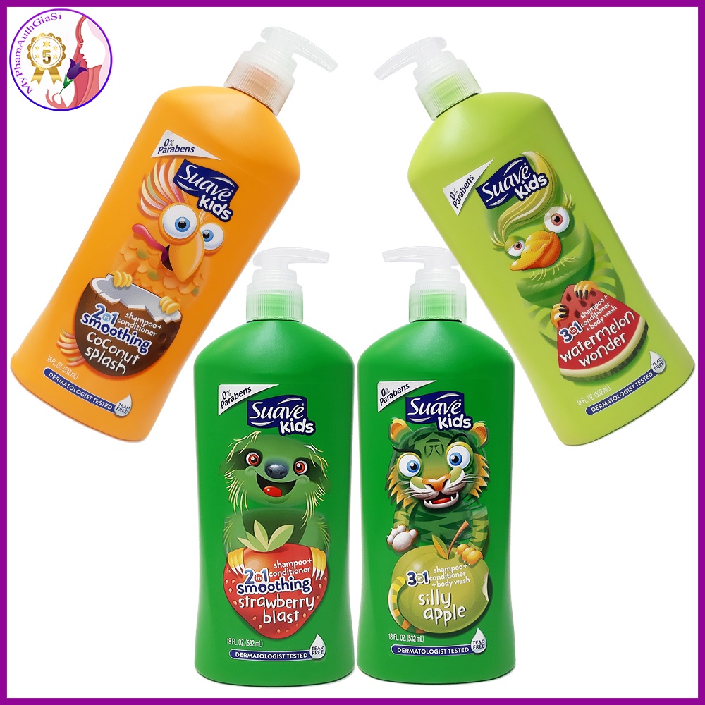Sữa tắm gội toàn thân Suave Kids dưỡng ẩm mềm mại và an toàn cho da bé 532ml Mỹ