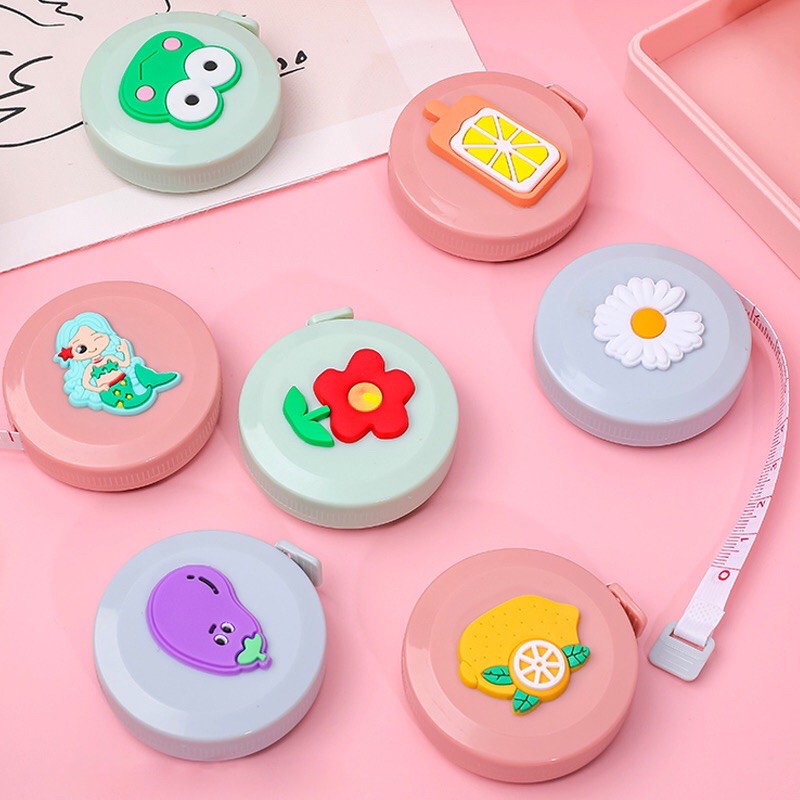 Thước dây mini tự cuộn 1.5m nhiều họa tiết cute
