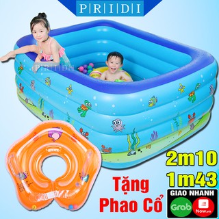 Hồ Bơi Cho Bé THÀNH CAO 4 Tầng CAO CẤP +TẶNG Phao Bơi Cho Bé Đỡ Cổ Chống Lật- Bể Bơi Phao Trẻ Em - Đồ Chơi Cho Bé PRIDI