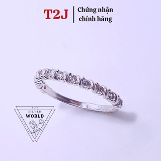 Nhẫn bạc nữ 925 nạm đá ổ xoắn đơn giản, bạc ta silver wold thương hiệu t2j