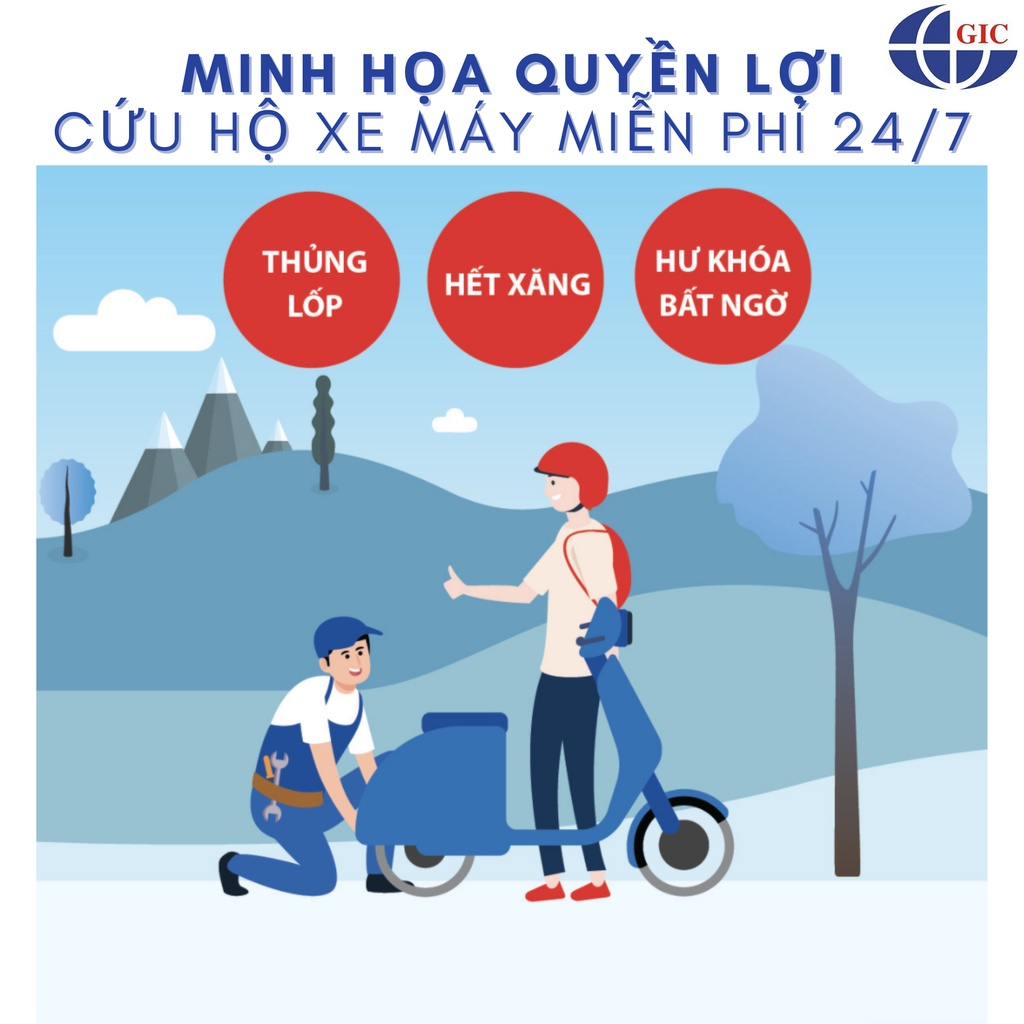 TOÀN QUỐC [Voucher giấy] Bảo Hiểm Vật Chất + Cứu Hộ Xe Máy - Gói Lite - GIC